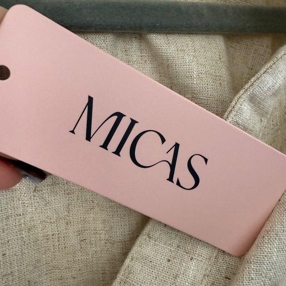 NWT! Micas Faux Leather/Linen Crop (S) Beige & Black - Picture 6 of 8